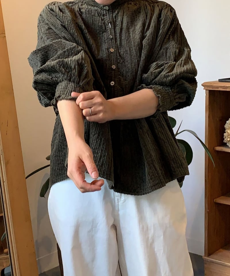 UT250BL026 親子コーデュロイ シャーリングブラウス | GALERIE TISSU