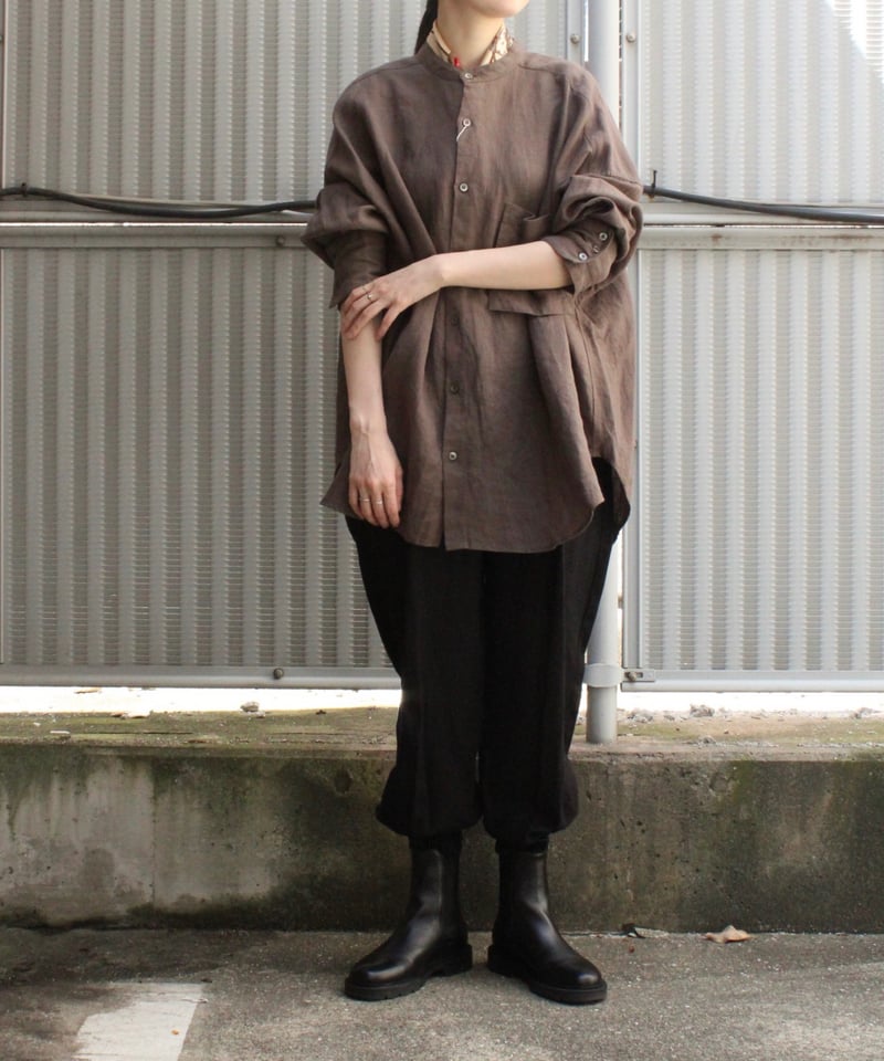 ユニヴァーサルセブン トリプルワッシャーリネンロングシャツ