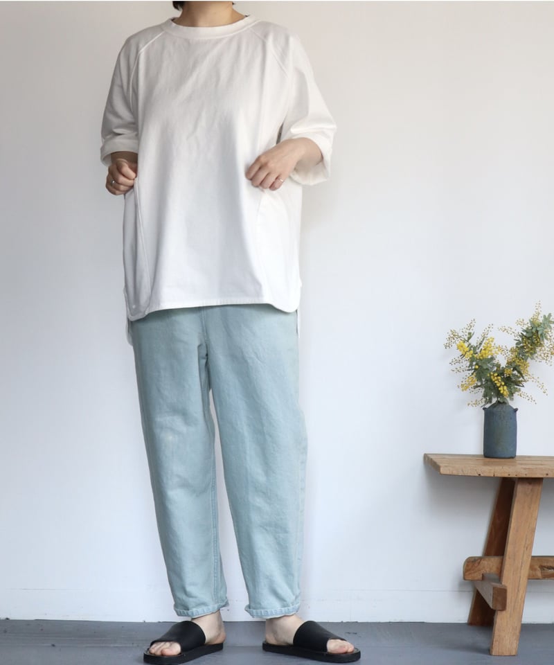 45R 度詰天竺のドルマンTシャツ ホワイト オーバーサイズ・ドルマンスリーブ白Tシャツ（半袖）｜白Tシャツ専門店