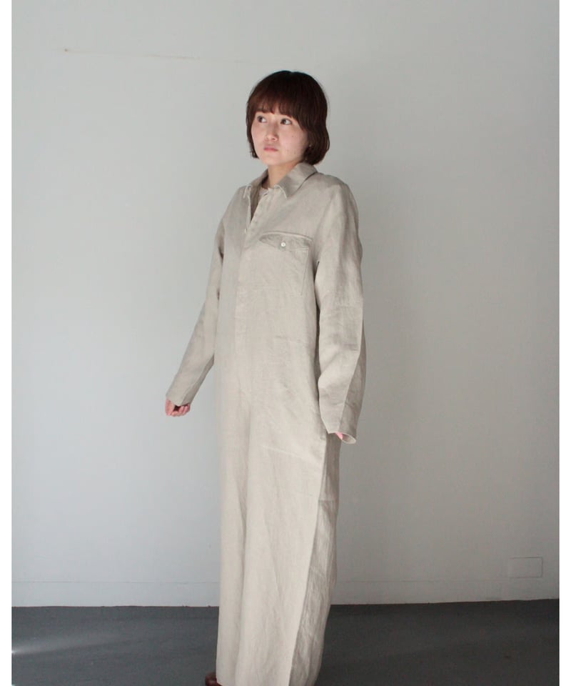 TS244PT013 フレンチリネン 長袖比翼オールインワン | GALERIE TISSU