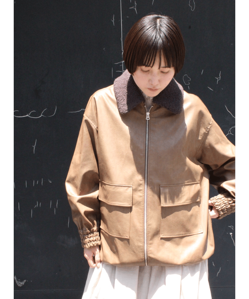 PA254BZ018 ヴィンテージフェイクレザー ブルゾン | GALERIE TISSU