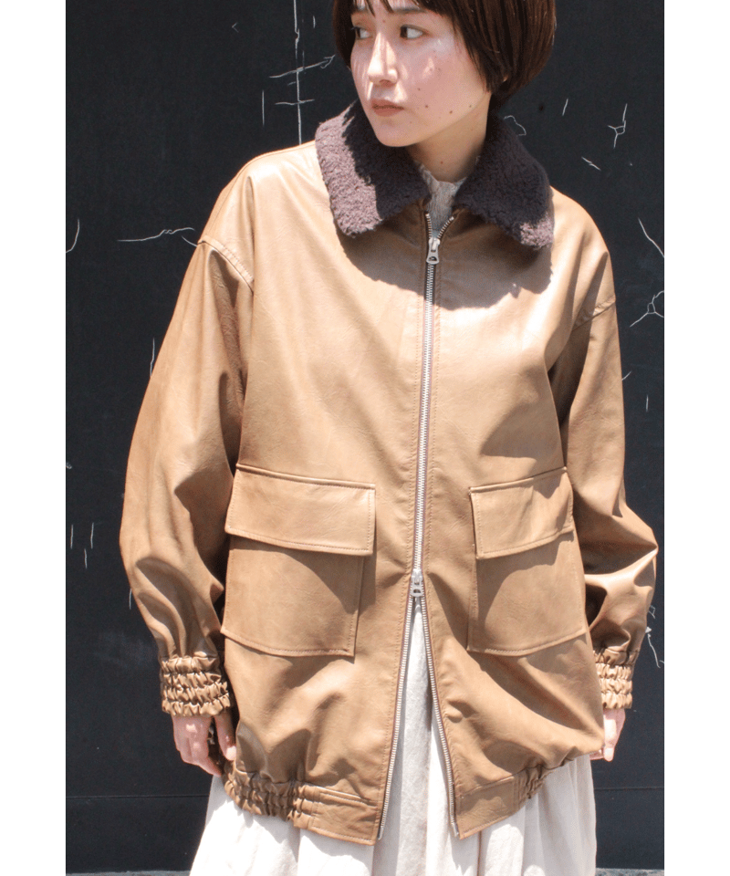 PA254BZ018 ヴィンテージフェイクレザー ブルゾン | GALERIE TISSU