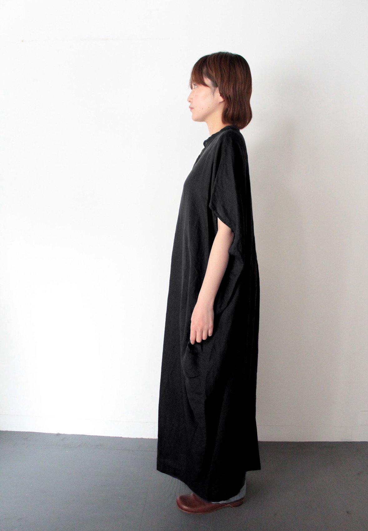 UT252OP003 フレンチリネン 比翼明きコクーンシャツワンピース