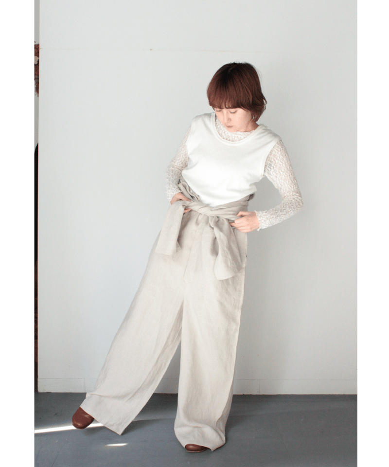 TS244PT013 フレンチリネン 長袖比翼オールインワン | GALERIE TISSU