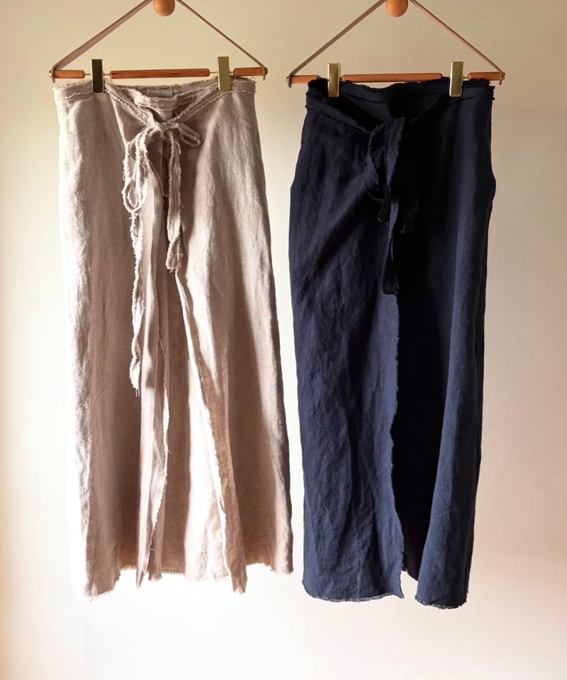 予約販売【BOUTIQUE】linen wraplike skirt リネンラップライク