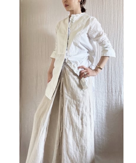 【BOUTIQUE】linen wrap skirt リネンラップスカート　TC-3500' / ECRU