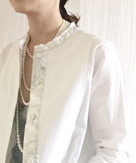 【BOUTIQUE 】METAL LONG SHIRT メタルロングシャツ  TG-2700  / WHITE /  PINK