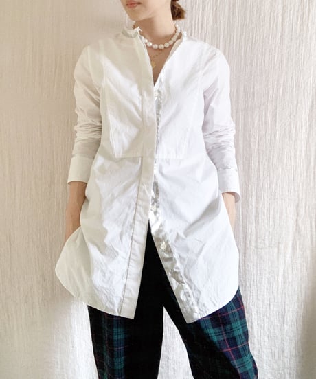 【BOUTIQUE 】METAL LONG SHIRT メタルロングシャツ  TG-2700  / WHITE /  PINK