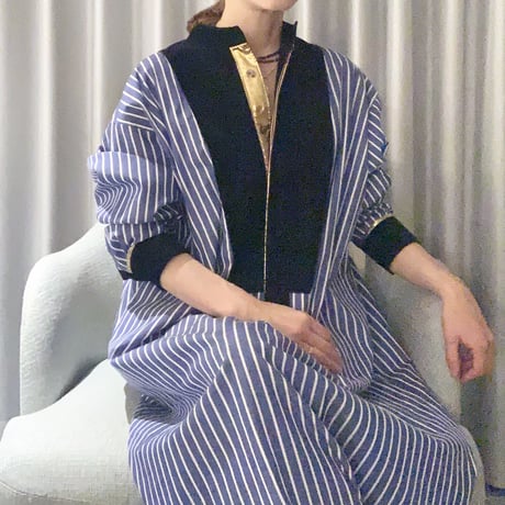 metal shirts dress.    TE-3604  / STRIPE x NAVY