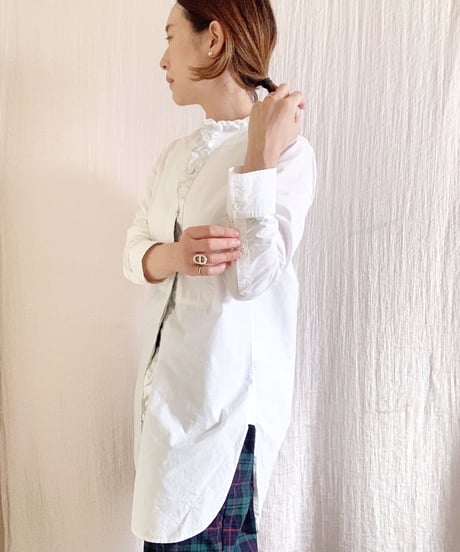 【BOUTIQUE 】METAL LONG SHIRT メタルロングシャツ  TG-2700  / WHITE /  PINK