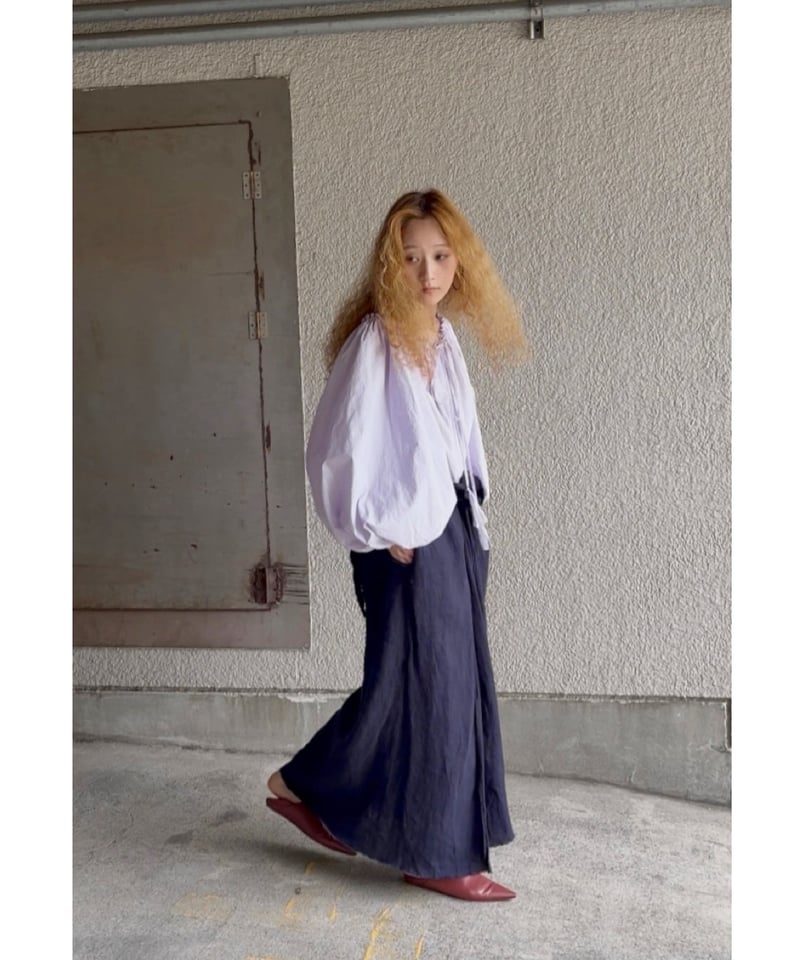 予約販売【BOUTIQUE】linen wraplike skirt リネンラップライク