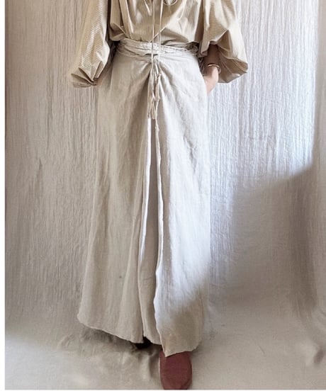 【BOUTIQUE】linen wrap skirt リネンラップスカート　TC-3500' / ECRU