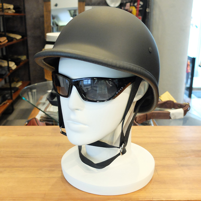 ジョッキータイプ ハーフヘルメット装飾用（マットブラック） | 黒革