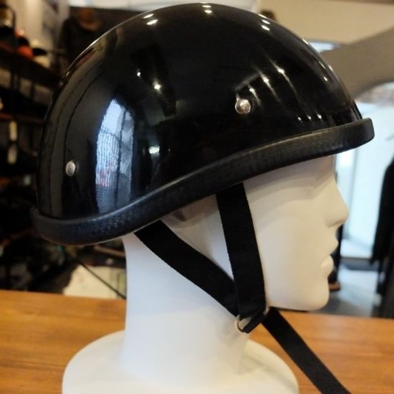 スモーキータイプ ハーフヘルメット装飾用（つやありブラック） | 黒革