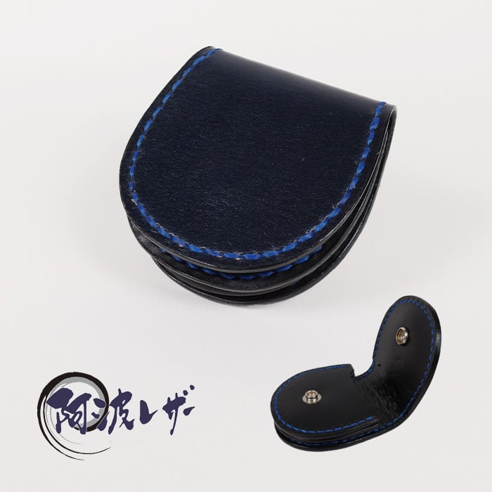 本革】コインケース 小物入れ ロボット 青 黒 ヌメ革 レザー