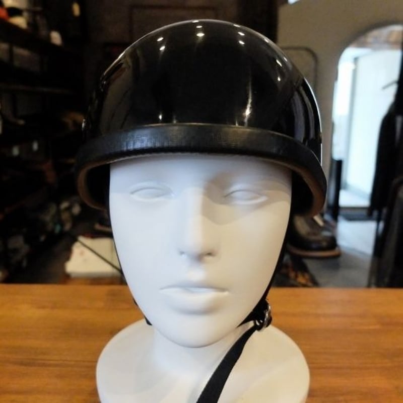 スモーキータイプ ハーフヘルメット装飾用（つやありブラック） | 黒革