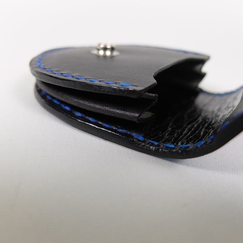 阿波レザー 本藍染め革 丸型コインケース（CO-1） | 黒革 レザークラフト