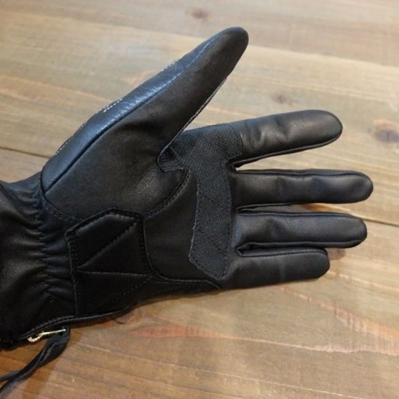 ブラック×シルバーCUSTOM CULTURE レザースカル刺繍グローブ - 手袋