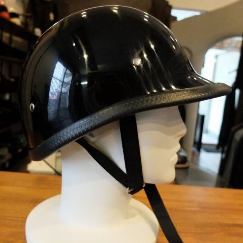 ジョッキータイプ ハーフヘルメット装飾用（つやありブラック） | 黒革