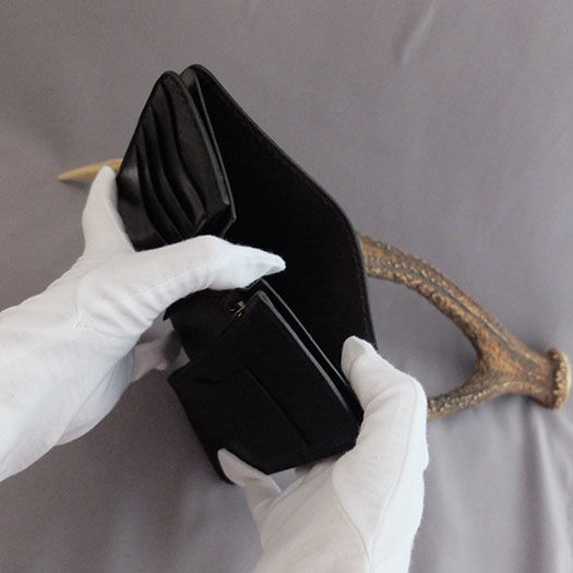 黒革レザークラフト ミドルウォレット MW-I | 黒革 レザークラフト