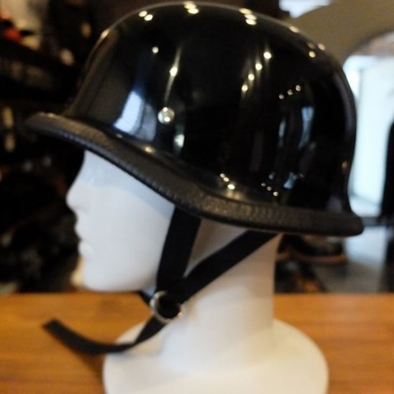ジャーマンタイプ ハーフヘルメット装飾用（つやありブラック