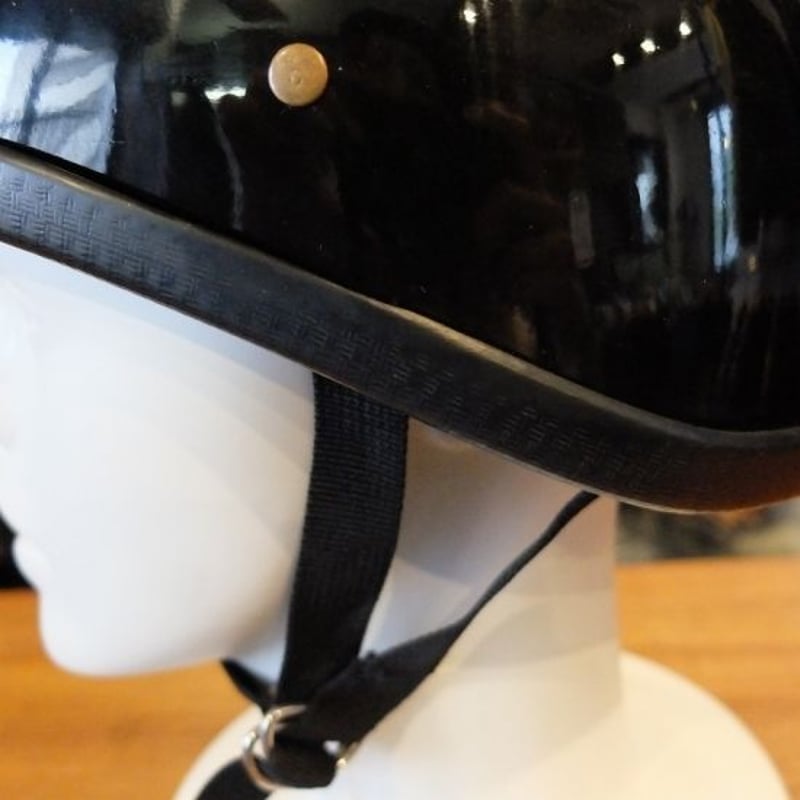 スモーキータイプ ハーフヘルメット装飾用（つやありブラック） | 黒革
