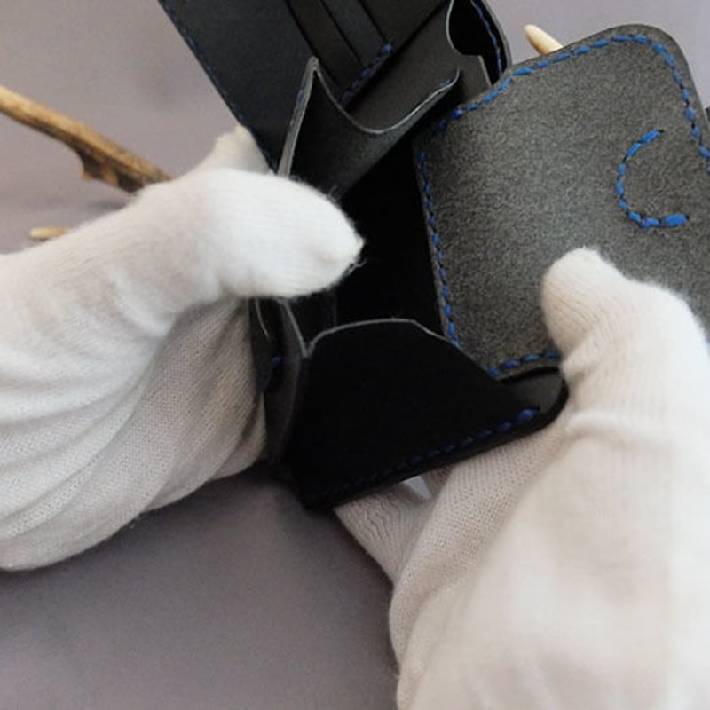 阿波レザー 本藍染め革・ハーフウォレット（HW-1） | 黒革 レザークラフト