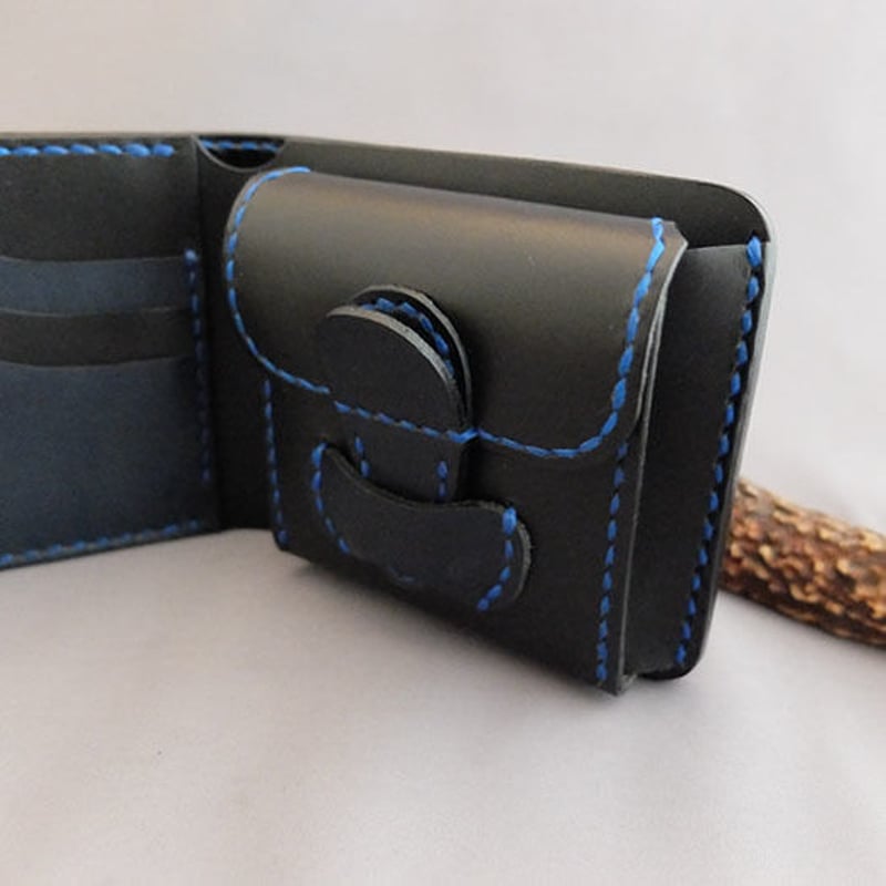 阿波レザー 本藍染め革・ハーフウォレット（HW-1） | 黒革 レザークラフト