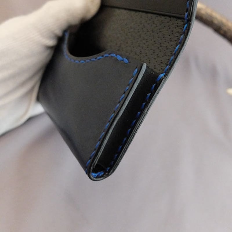 阿波レザー 本藍染め革・名刺入れ（CC-1） | 黒革 レザークラフト