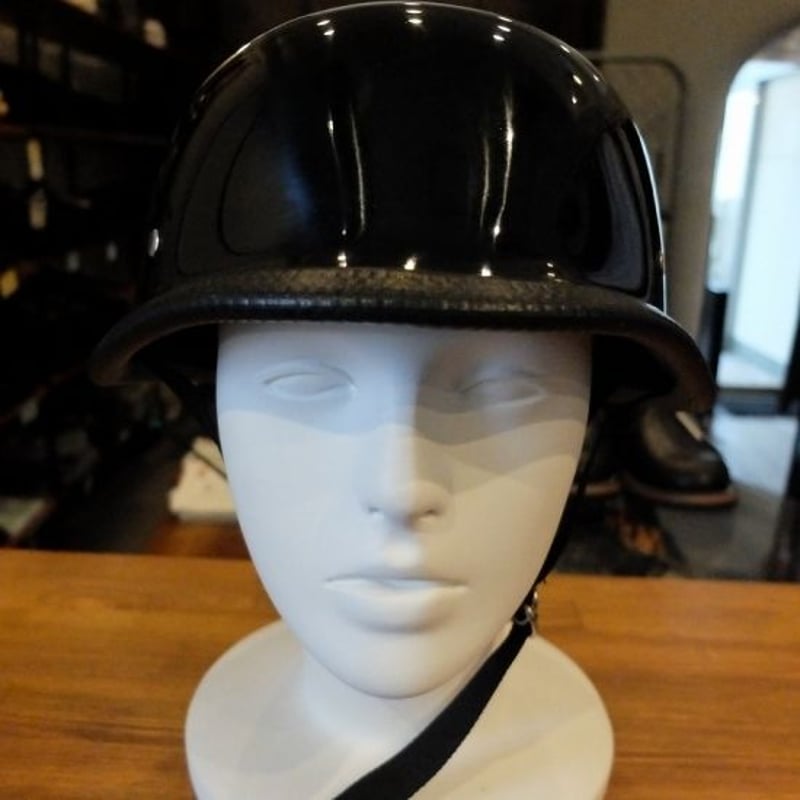 バイク用　ハーフヘルメット　ゴーグル付き　鏡面仕上げ　ジャーマン　装飾用 ジャーマンタイプ ハーフヘルメット装飾用（つやありブラック