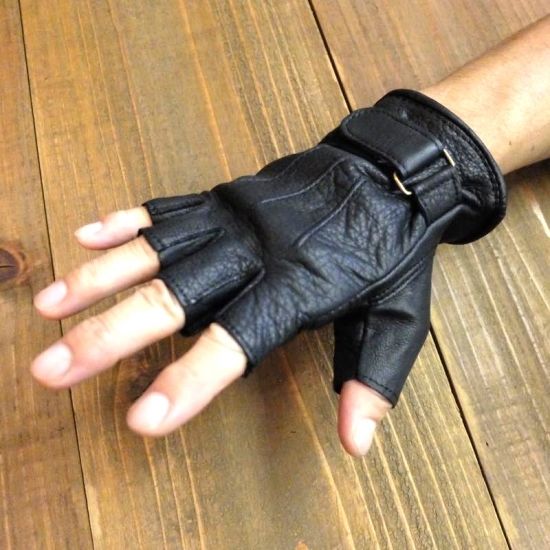 NAPA GLOBE 山羊革ゴートレザー フィンガーレスグローブ | 黒革 レザー