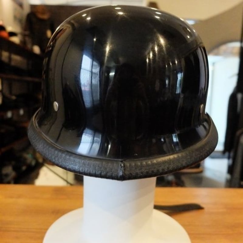 ジャーマンタイプ ハーフヘルメット装飾用（つやありブラック） | 黒革