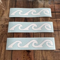 手書き波カッティングステッカー白3枚セット