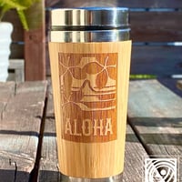 プルメリアALOHAデザインバンブーステンレスタンブラー