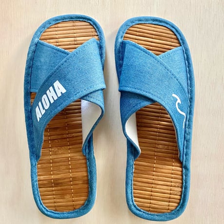 ALOHA波デニムスリッパインディゴブルー
