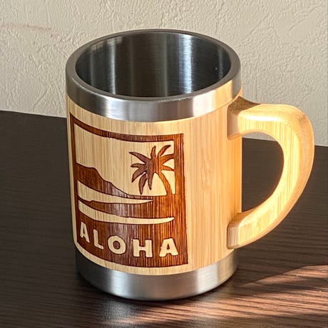 ハワイアンALOHAデザインバンブーステンレスマグカップ