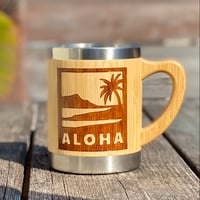 ハワイアンALOHAデザインバンブーステンレスマグカップ