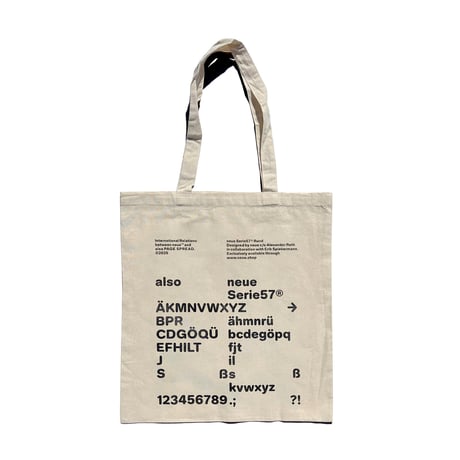 also page spread x neue Serie57® Rund Tote Bag Specimen