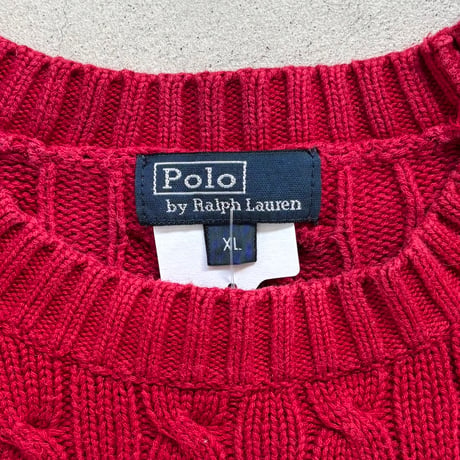 Polo コットンケーブルニット