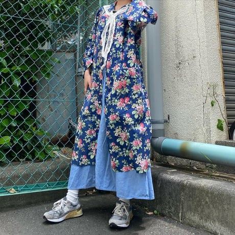 USA製花柄前開きスナップワンピース