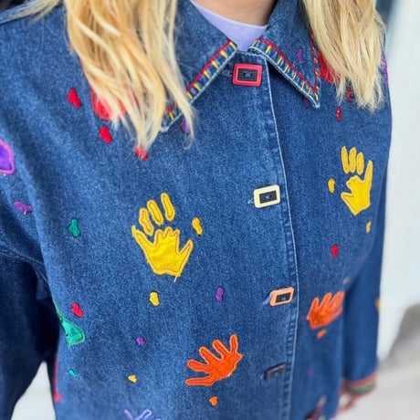 アート刺繍デニムジャケット
