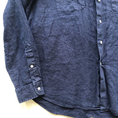 Ralph Laurenリネン長袖シャツ ネイビー XXL