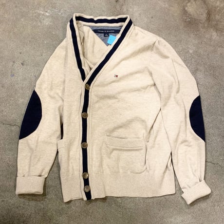 TOMMY HILFIGERエルボーパッチコットンカーディガン