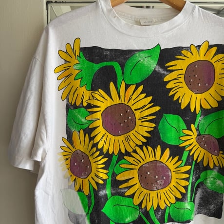90's ひまわりプリントTシャツ  XL