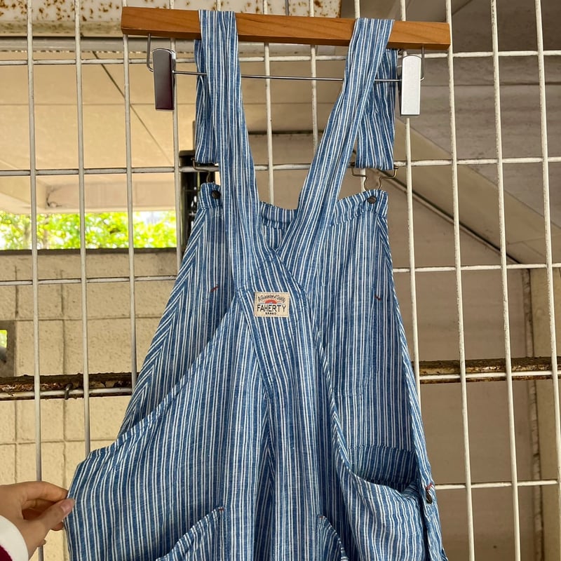 FAHERTY ストライプ リネンオーバーオール | CUSTOM FEVER