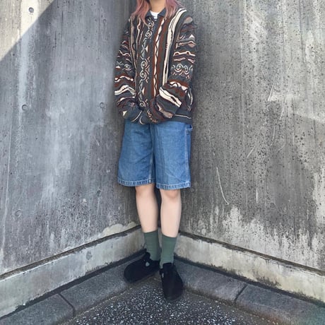襟付きハーフジップ3Dニット