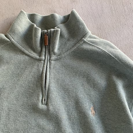 POLOハーフジップコットンニット