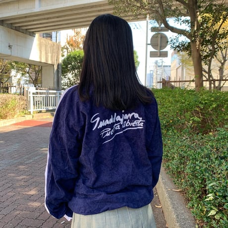 ベロア風切替デザインフルジップ