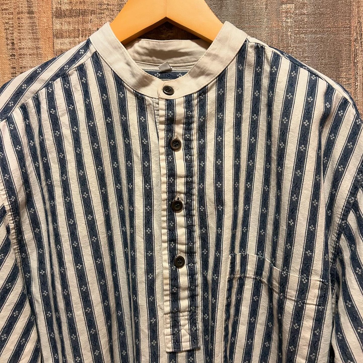 USA製 WAH MAKER バンドカラーシャツ L ストライプ ワーメイカー fit=scale-down,w=1200