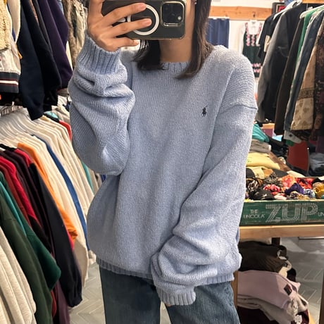 POLO ワンポイントコットンニット
